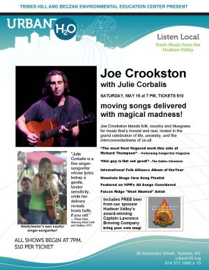 Tribes Hill brings Joe Crookston and Julie Corbalis to Urban H2O on May 15th at the Beczak in Yonkers