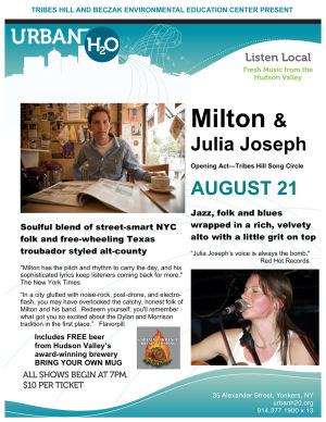 Tribes Hill brings Julia Joseph and Milton to Urban H2O on Saturday, August 21st at the Beczak in Yonkers
