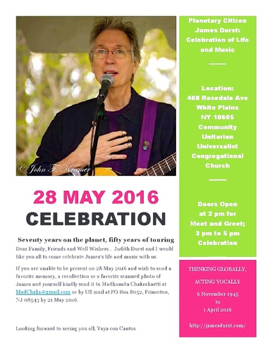 Planetary Citizen James Durst Celebration of Life and Music